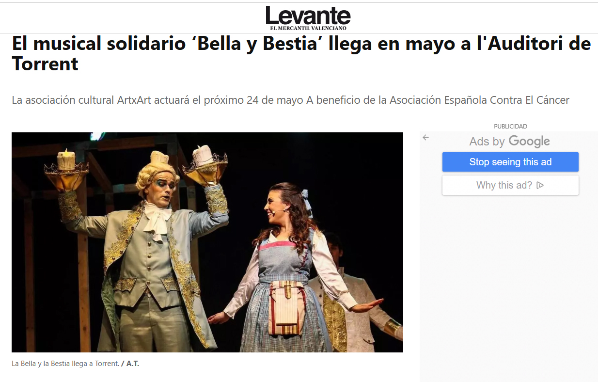 El musical solidario ‘Bella y Bestia’ llega en mayo a l'Auditori de Torrent
